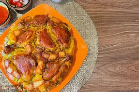 آموزش آشپزی؛ ته انداز مرغ و سیب زمینی مجلسی با یه ته دیگ برشته