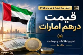 قیمت درهم امارات امروز سه شنبه 6 مرداد 1405 / حواله درهم چند؟