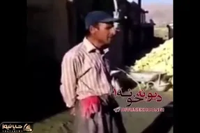 آواز خیابانی؛ ببینید این کارگر ساختمانی کنار بیل و فرقون ماسه چه دلنواز آواز می خونه