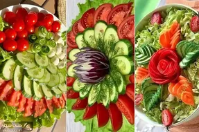 ایده چیدمان و دیزاین سالاد کاهو برای ضیافت های خاص و اعیونی؛ سفره رنگ و لعاب دار شیک