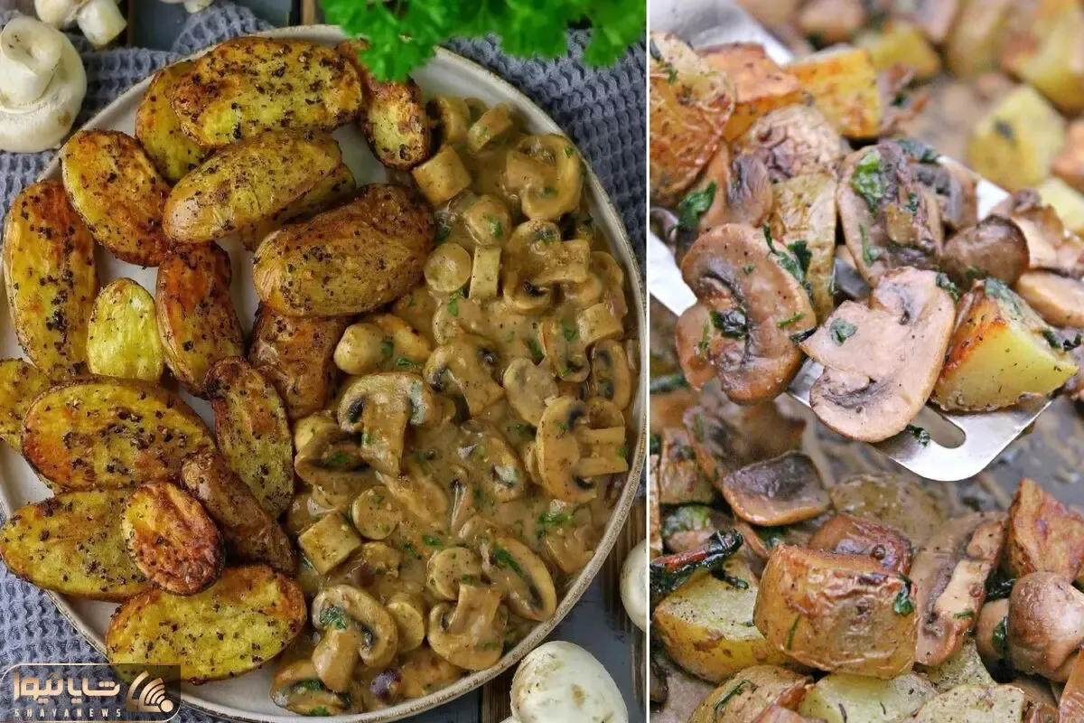 طرز تهیه سیب زمینی تنوری با سس قارچ رو یاد بگیر