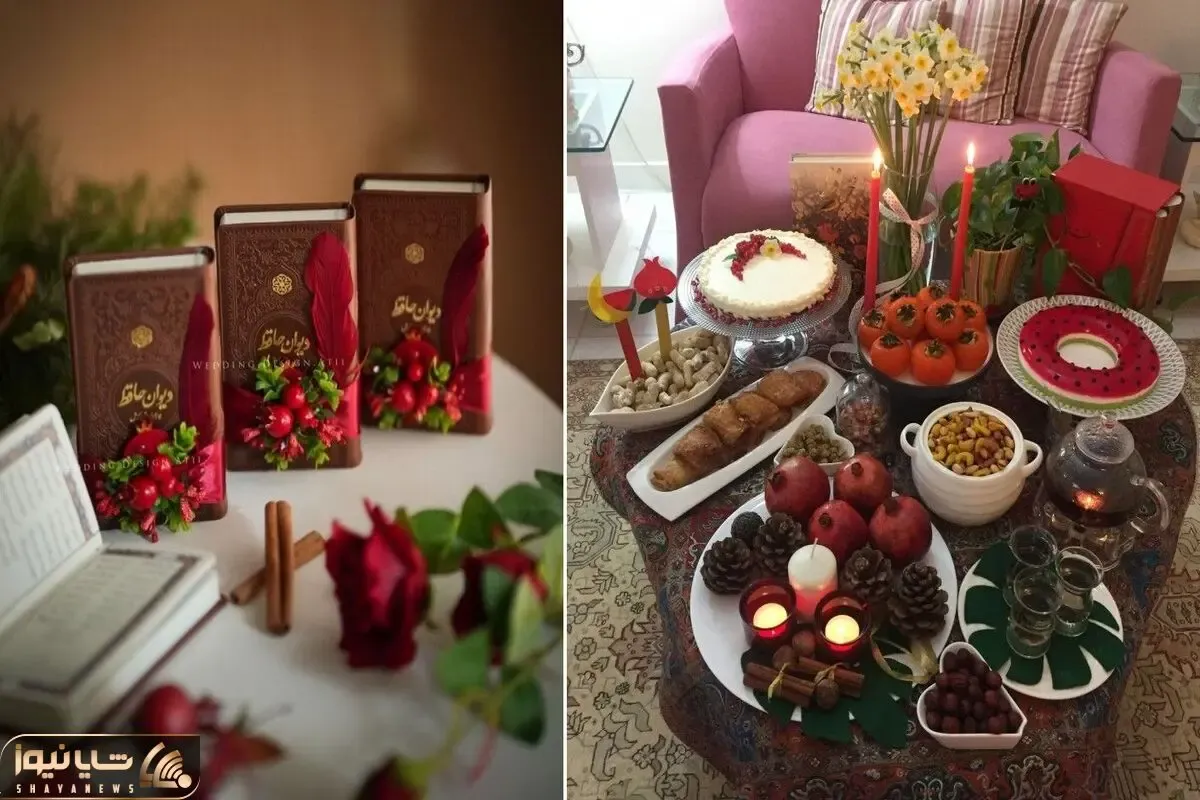 قشنگترین ایده های تزیین سفره شب یلدا برای عروس یا جمع خانوادگی؛ دکور شب چله با حافظ
