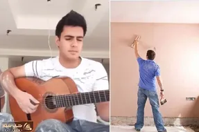 آواز خیابانی؛ این آقاهه که گچ کار هست با گیتارش و صدای مخملی چه آوازی می خونه