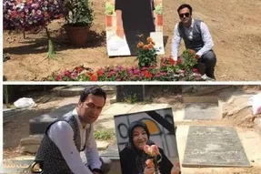 آواز احساسی؛ گریه های حامد آهنگی سر مزار عزیز با مداحی خودش