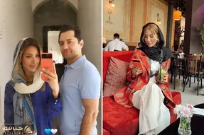 مینا زنِ بهرام رادان یجور آرایش کرده صورتش شده شیش پَک؛ لباسو با لوکیشن ست زد خفن!