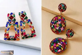 گوشواره های نگینی آویز رنگارنگ؛ مدل های پر رنگ و لعاب که انرژی استایلتو فول میکنن