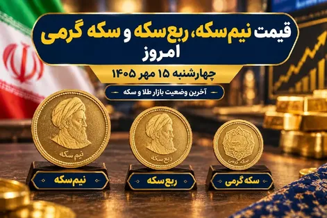 قیمت نیم سکه، ربع سکه و سکه گرمی امروز 15 مهر 1405 / کاهش قیمت