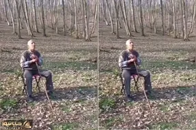 آواز احساسی؛ پیرمرد 70 ساله یکه و تنها وسط جنگل نشسته با چه سوزی آهنگ میخونه